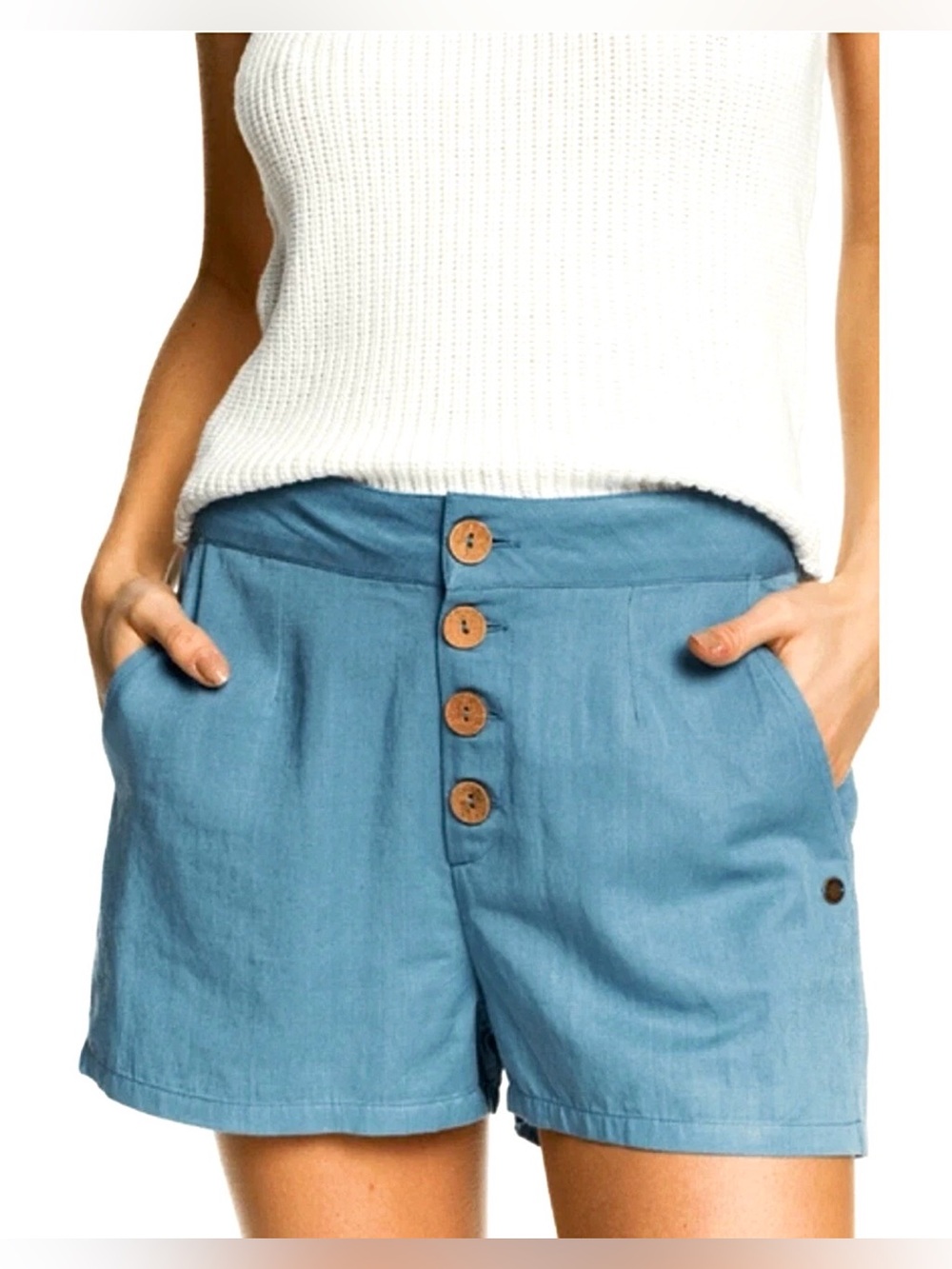 Roxy Women’s Teal Blue Linen Beach Shorts